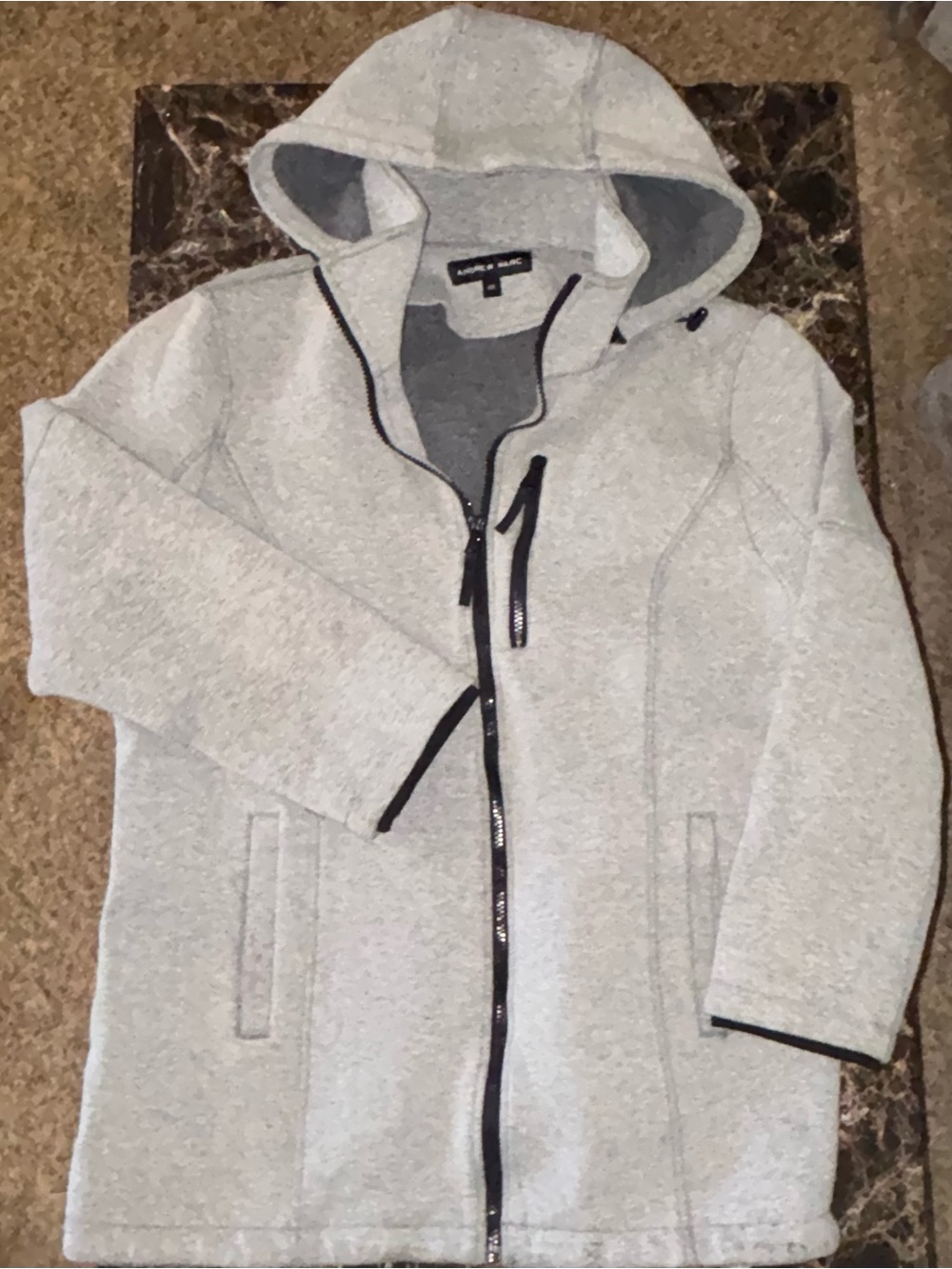 Andrew Marc Light Gray Hooded Scuba Jacket